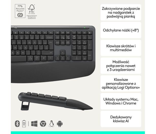 Logitech Signature Comfort Plus MK880 grafitowy - 1533424 - zdjęcie 2